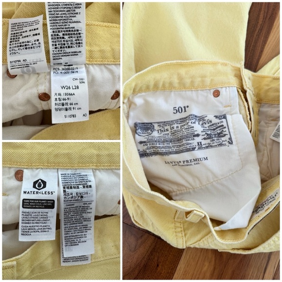 🌼 Levi’s 501 Cropped Jean in Botanical Yellow size 26 - Picture 15 of 16